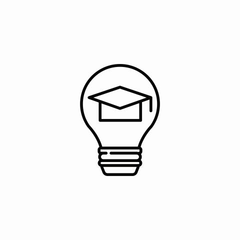 dessin ampoule avec chapeau de diplôme à l'intérieur