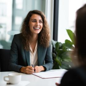 ressources humaines, femme souriante en entretien